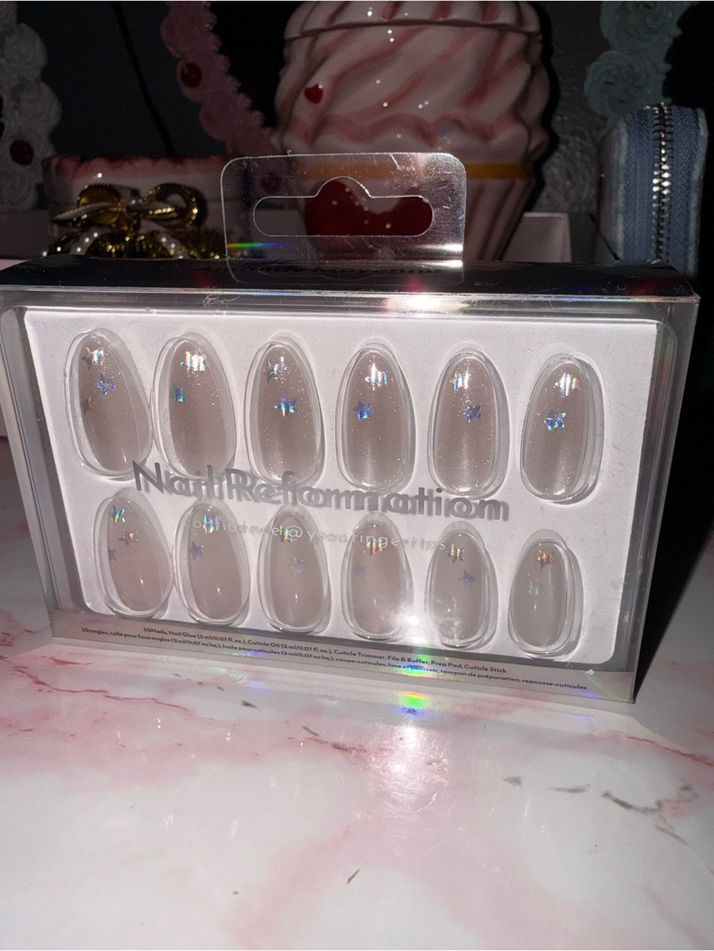 Nail Reformation Press-On Nail Set - Clear with Iridescent Stars